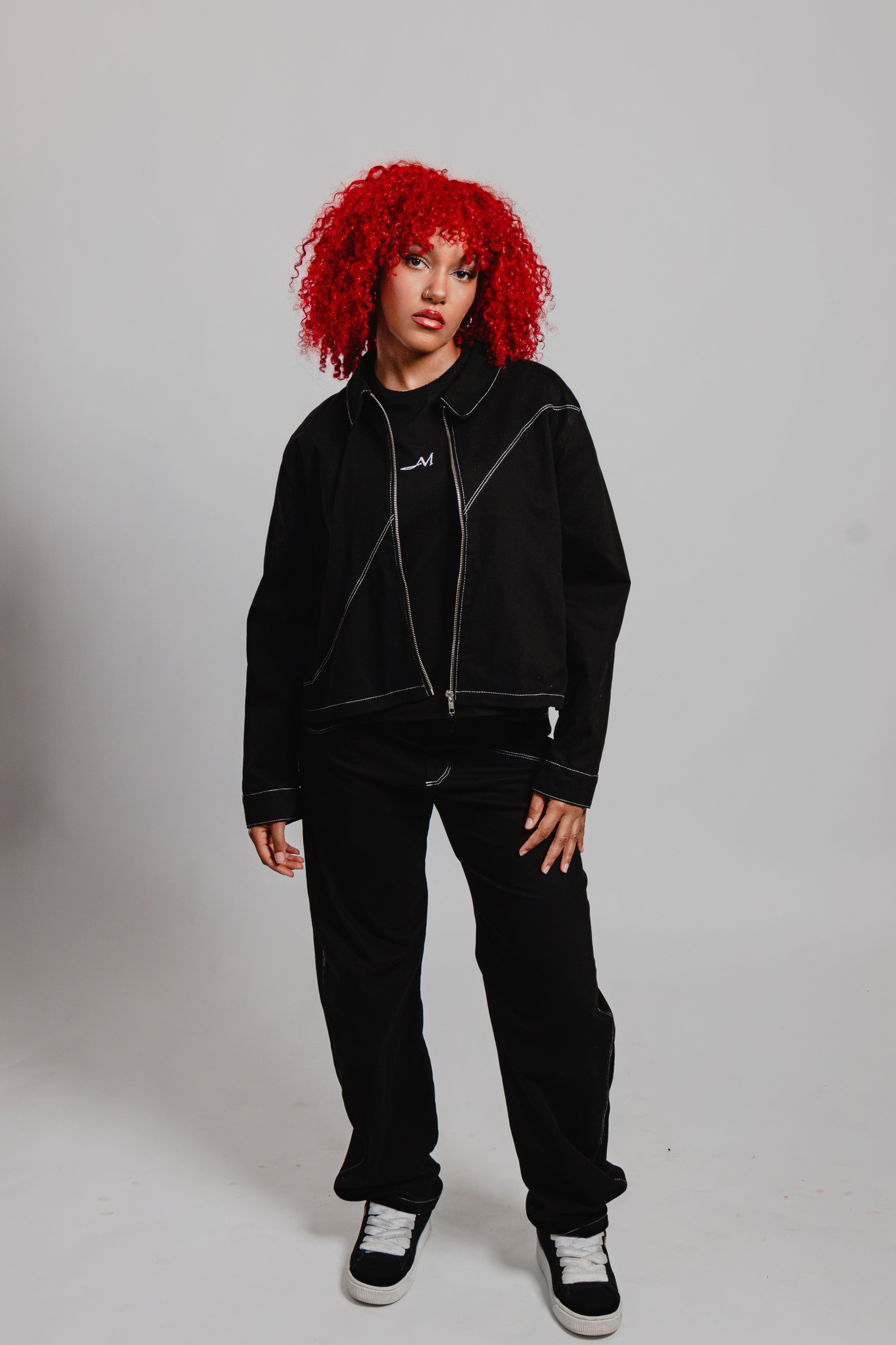 PANTALON NOIR SURPIQURES TAILLE HAUTE