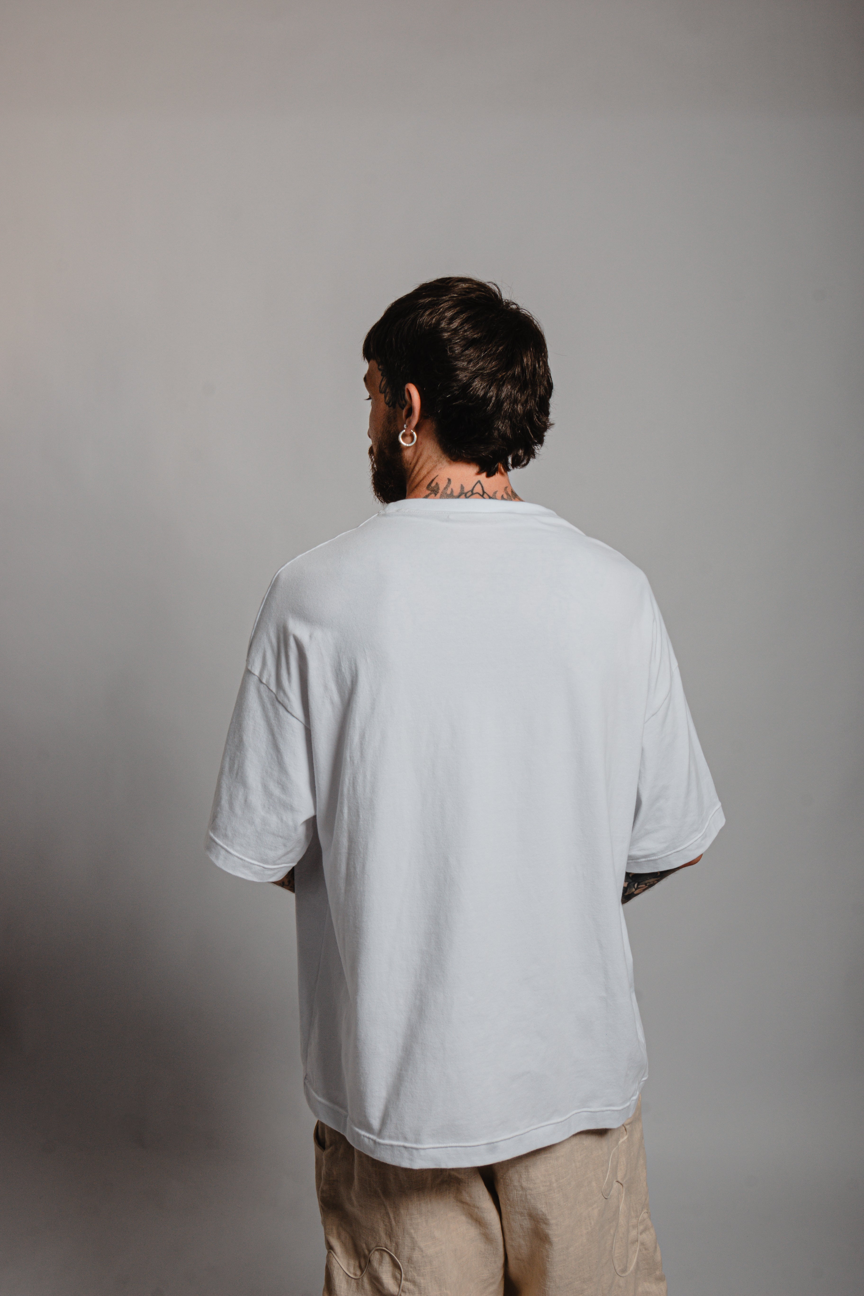 T-SHIRT BLANC LOGO BEIGE