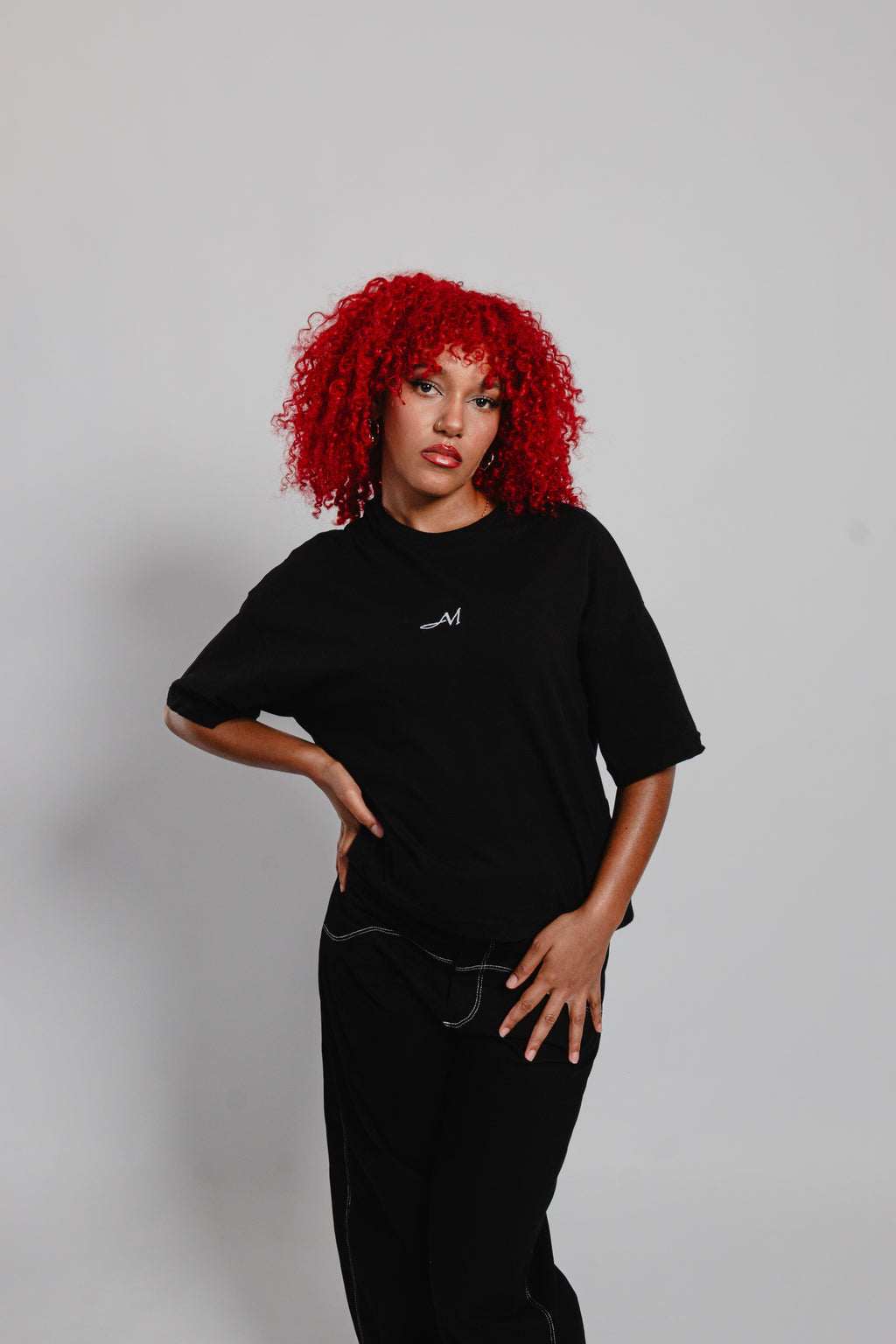 T-SHIRT COURT NOIR LOGO BLANC