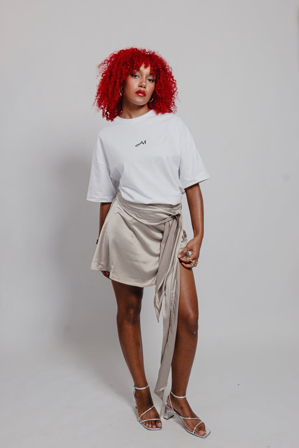 T-SHIRT COURT BLANC LOGO NOIR